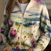 Cardigan donna con zip e fiori di cardo Marlowe