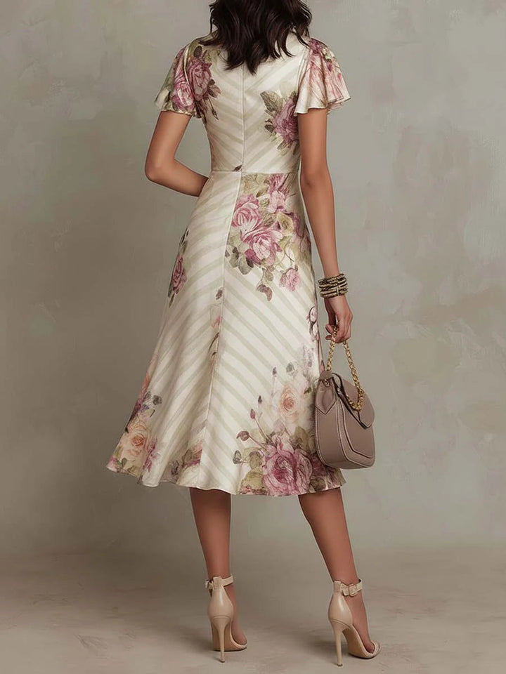 Margaret | Abito Midi Floreale in Raso