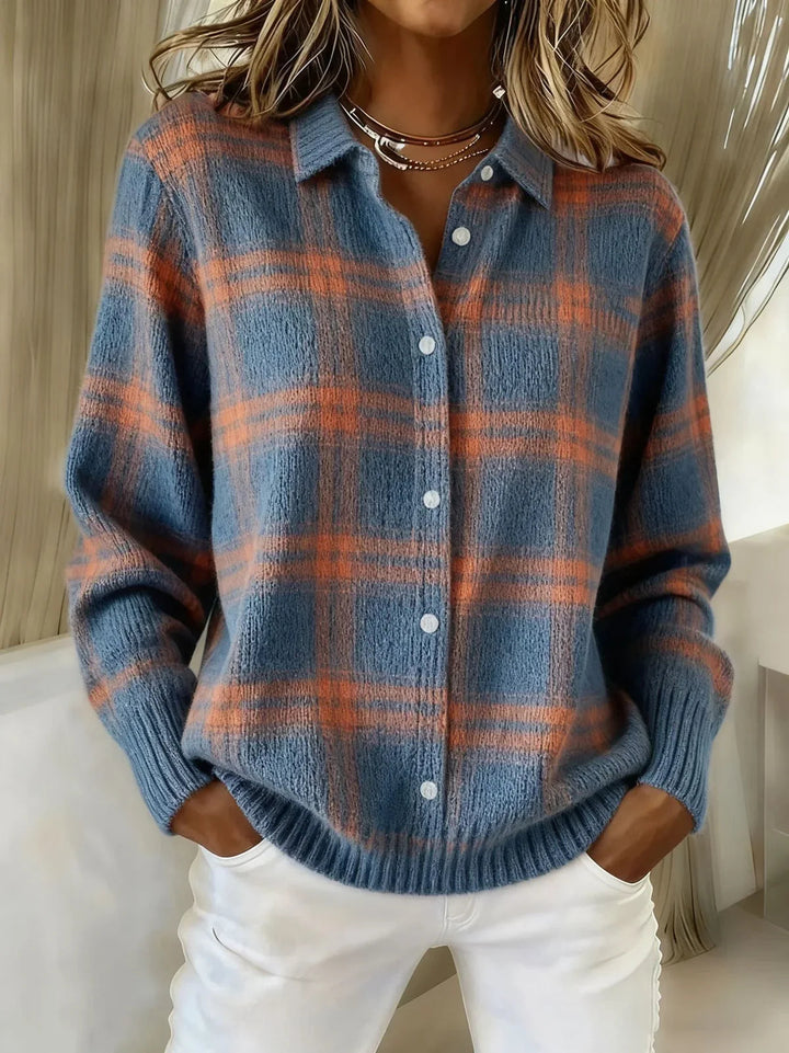 Candida | Cardigan a Quadri in Maglia Morbida