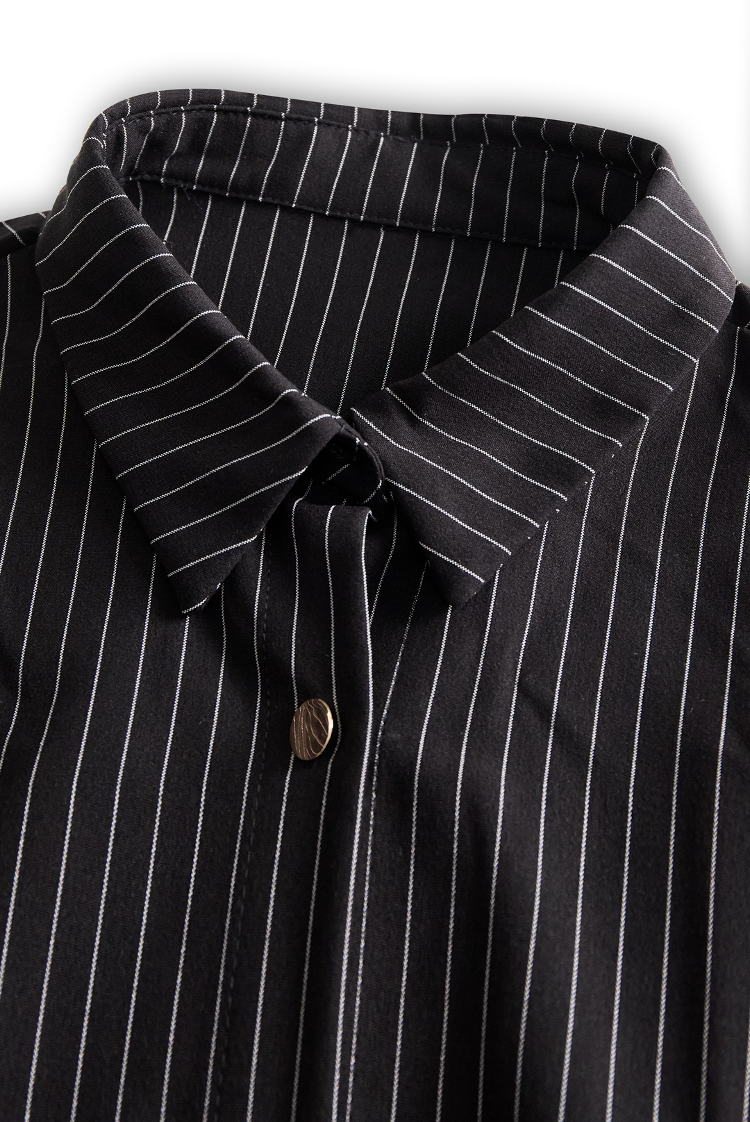 POPPY | ABITO CAMICIA NERO A RIGHE
