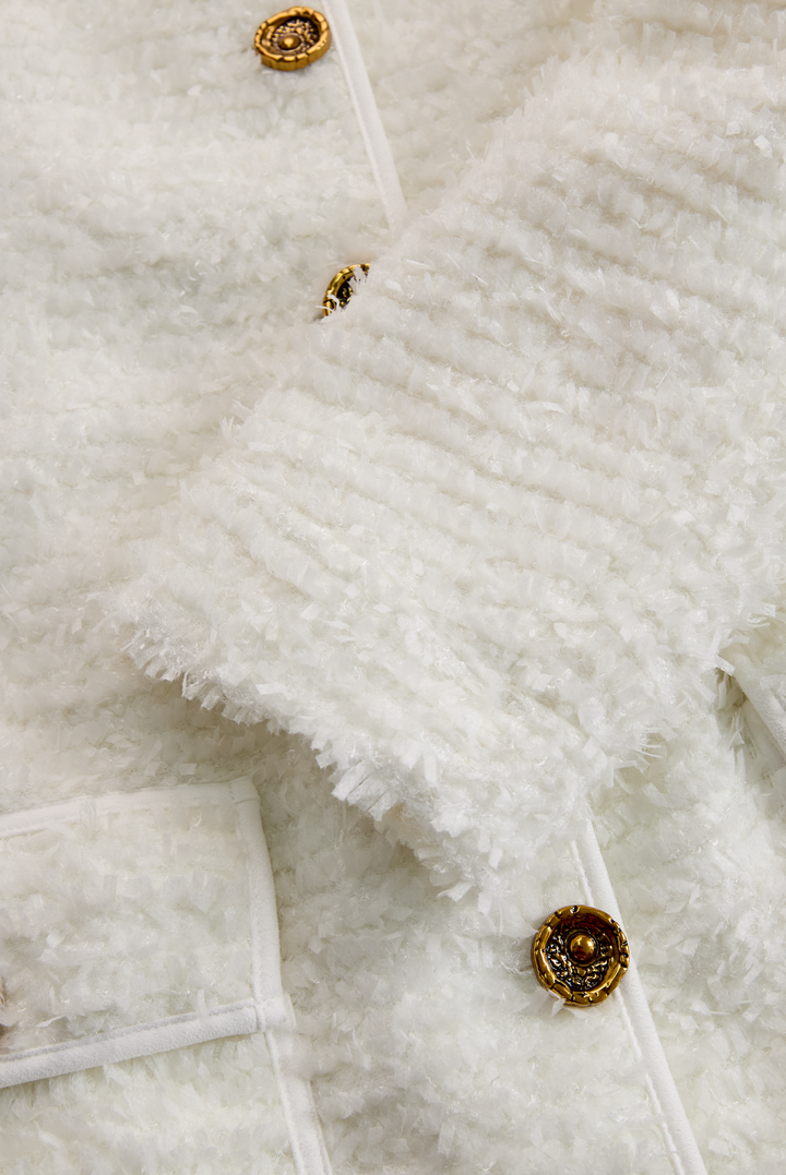 Antigone | Abito midi in tweed avorio