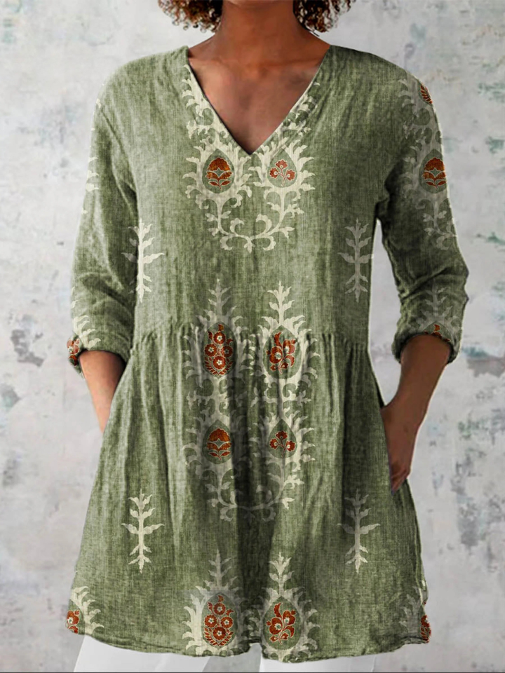 Elise - blusa lunga da donna con scollatura a V, immagine 1
