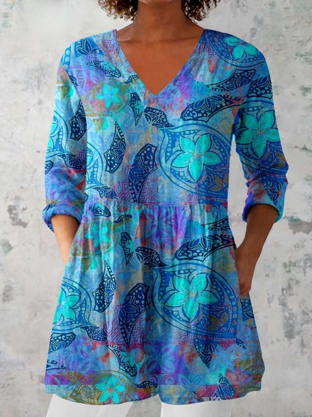Juliette - blusa lunga da donna con scollatura a V
