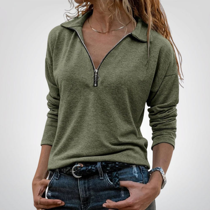 JAYLINA | TOP A MANICHE LUNGHE CON MEZZA ZIP