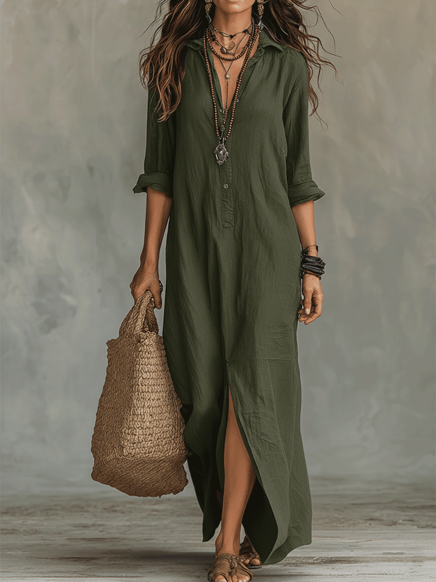 Abito maxi con bottoni da donna - Maria Milano
