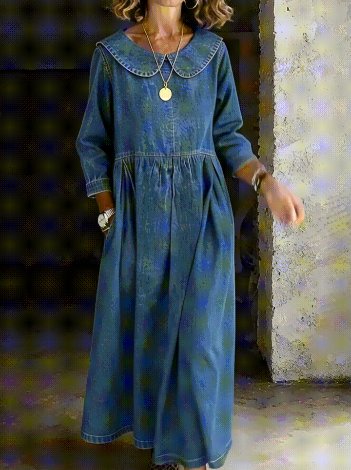 CLARA | ABITO IN DENIM CON COLLETTO PETER PAN