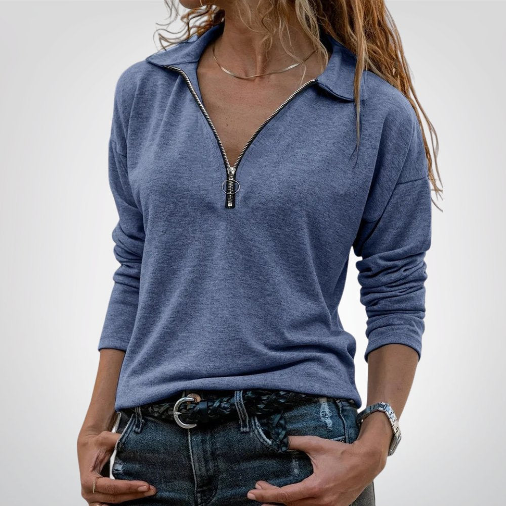 JAYLINA | TOP A MANICHE LUNGHE CON MEZZA ZIP