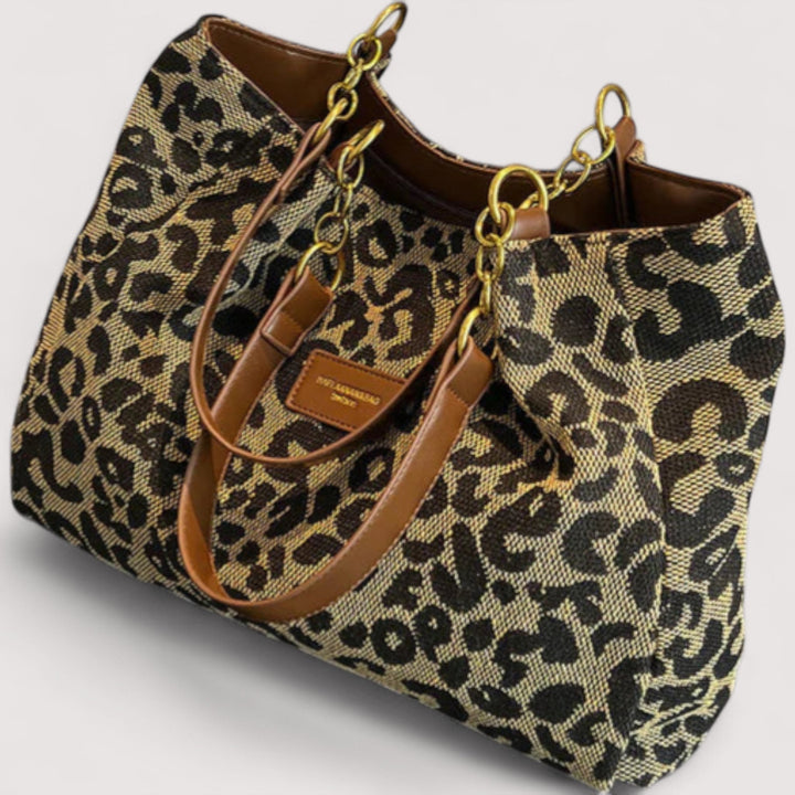 Lévrier – Borsa da Shopping in Canvas Leopardato