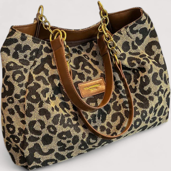 Lévrier – Borsa da Shopping in Canvas Leopardato