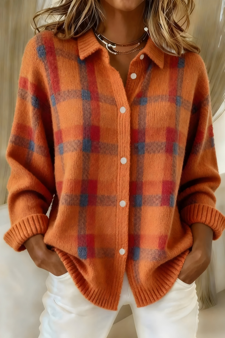 Cardigan donna a quadri con bottoni Corinne