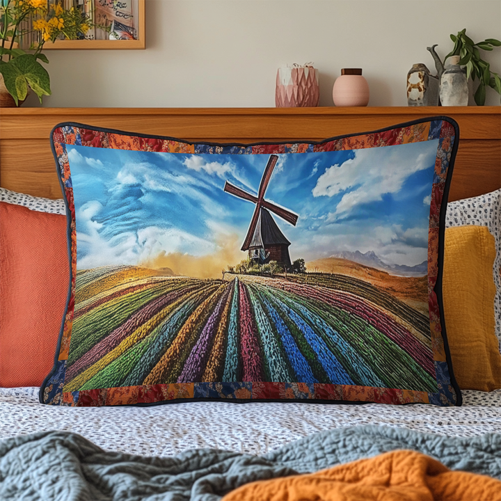 Copricuscino trapuntato con tulipani colorati NCU0VL2033