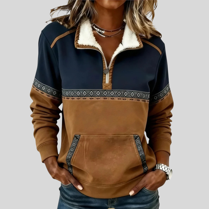 Beatrice | Felpa con Collo Sherpa e Mezza Zip