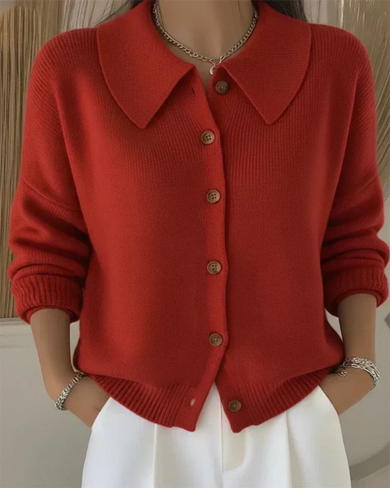 Velia | Cardigan Morbido con Collo a Camicia