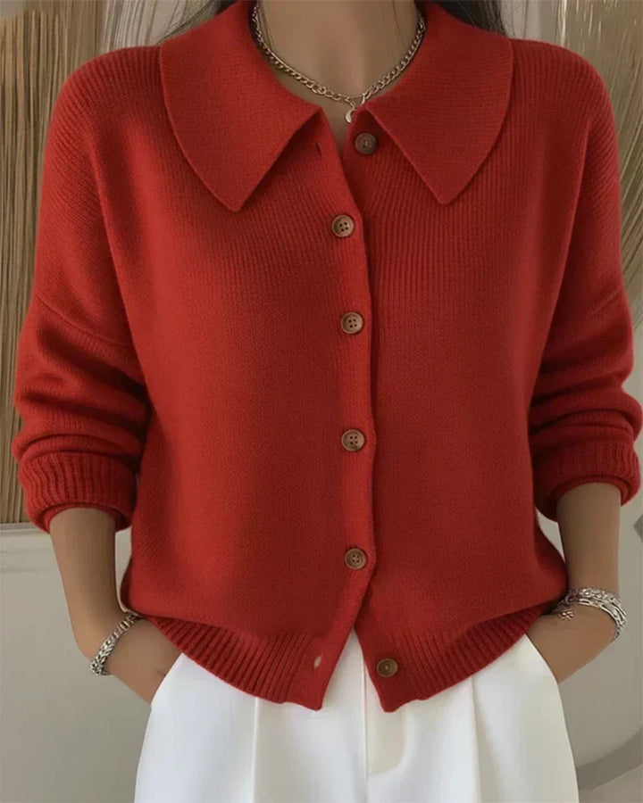 Velia | Cardigan Morbido con Collo a Camicia