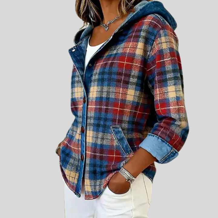 Roberta | Giacca-Camicia a Quadri con Cappuccio