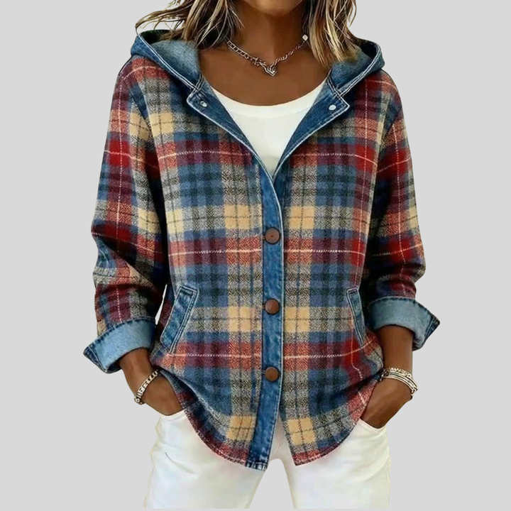 Roberta | Giacca-Camicia a Quadri con Cappuccio