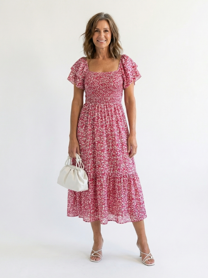 Odette | Abito Midi Floreale con Spalle Scoperte