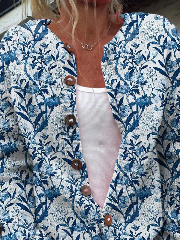 TIVERLY | CARDIGAN FLOREALE VINTAGE CON BOTTONI