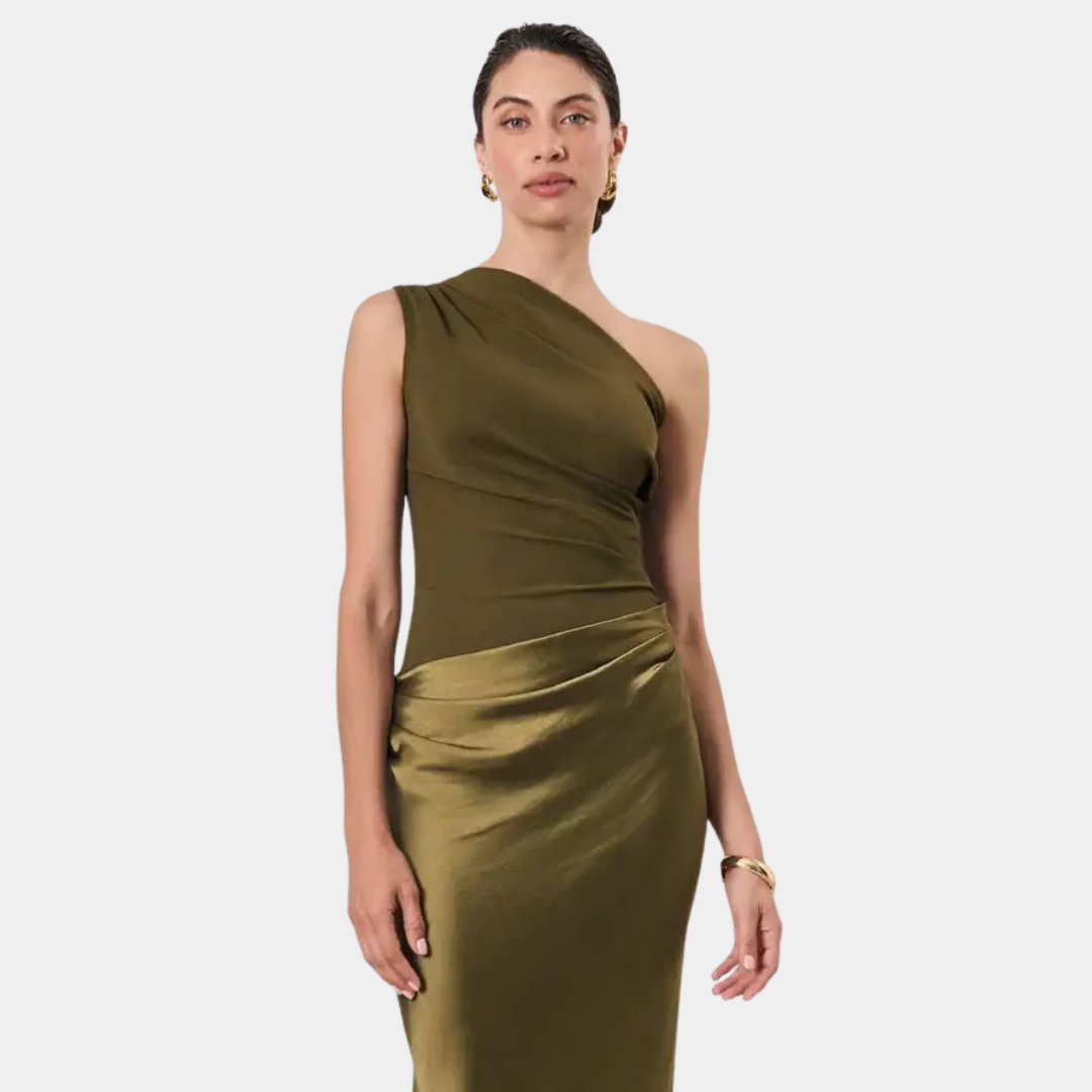 ALEIDA | ABITO MAXI IN RASO MONOSPALLA