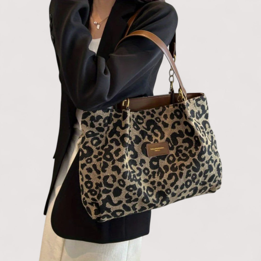 Lévrier – Borsa da Shopping in Canvas Leopardato