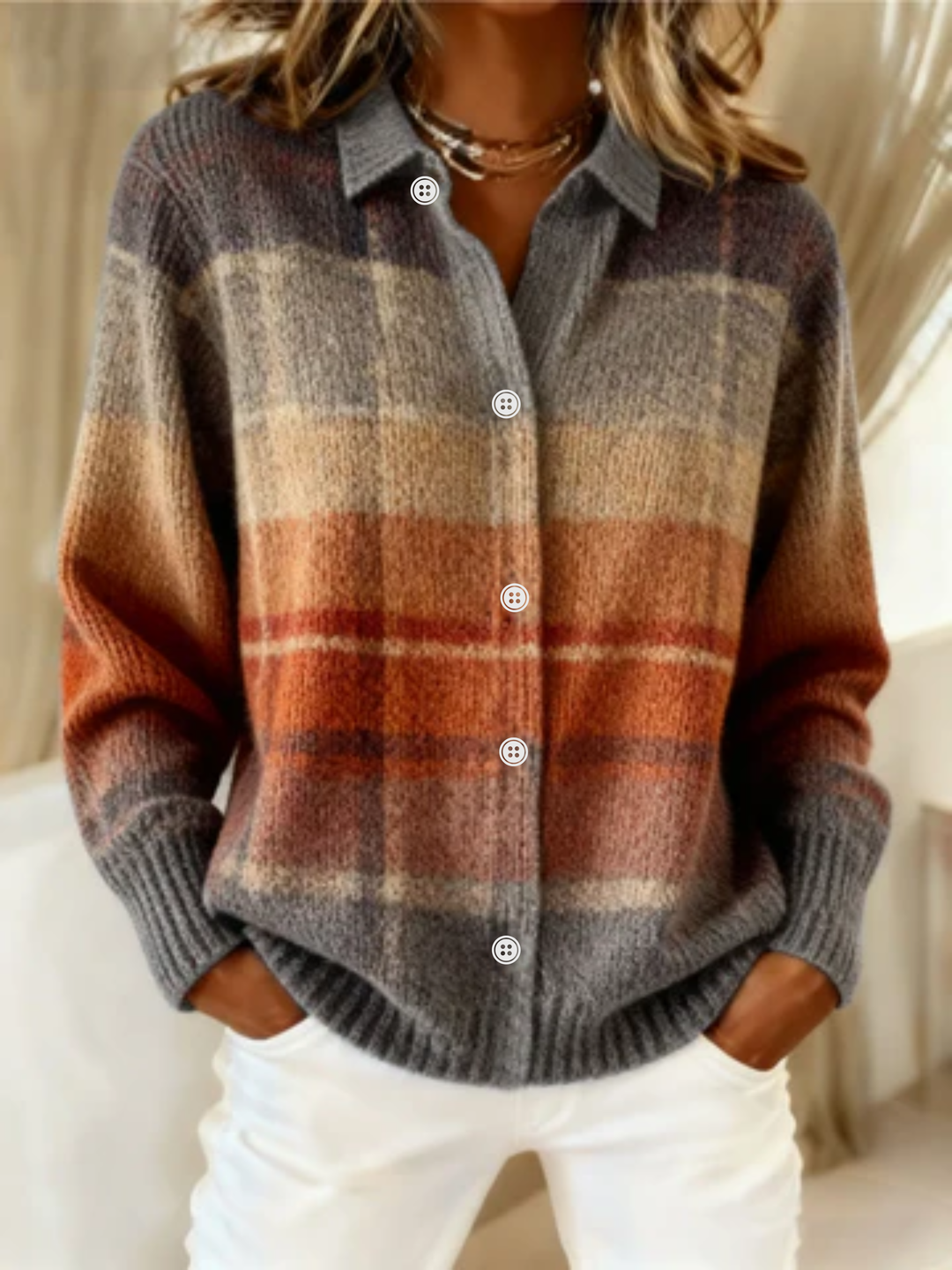 Floria - blusa a quadri con cappuccio da donna