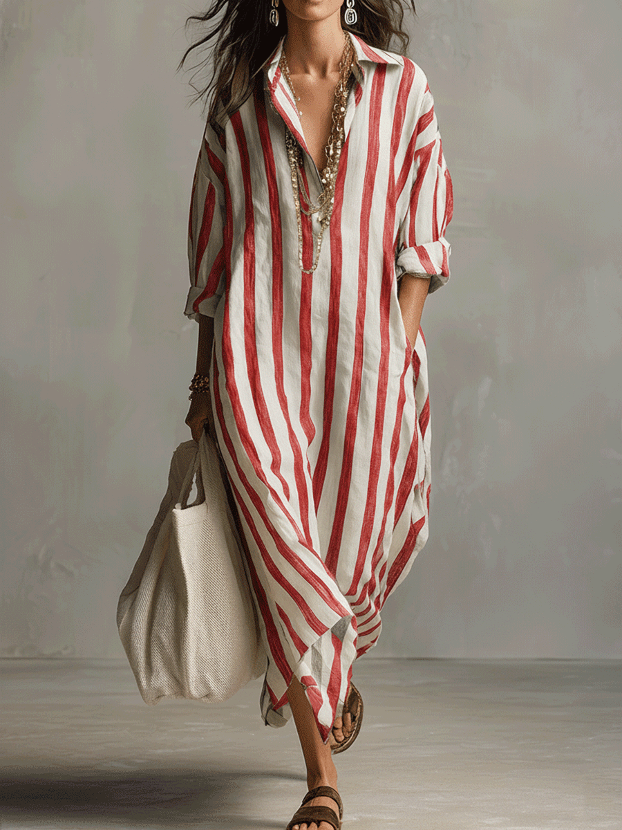 Abito Maxi Boho a Righe