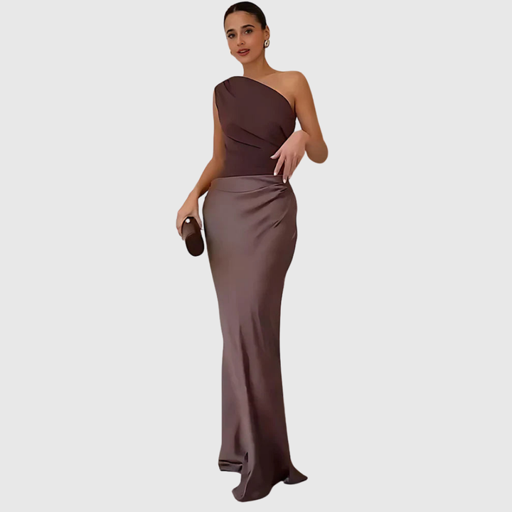 ALEIDA | ABITO MAXI IN RASO MONOSPALLA