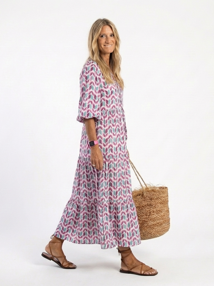 Mireya | Abito Midi con Stampa Geometrica