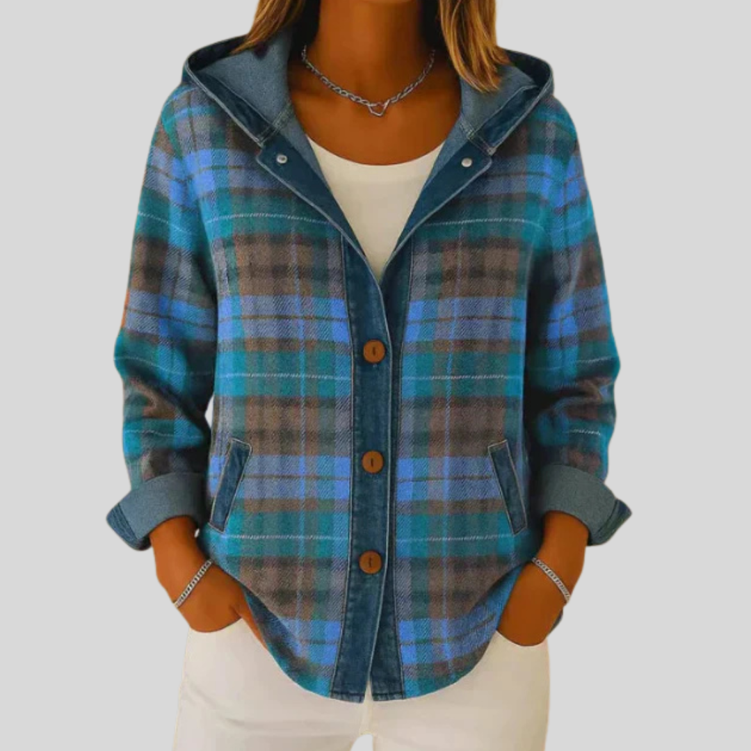 Roberta | Giacca-Camicia a Quadri con Cappuccio