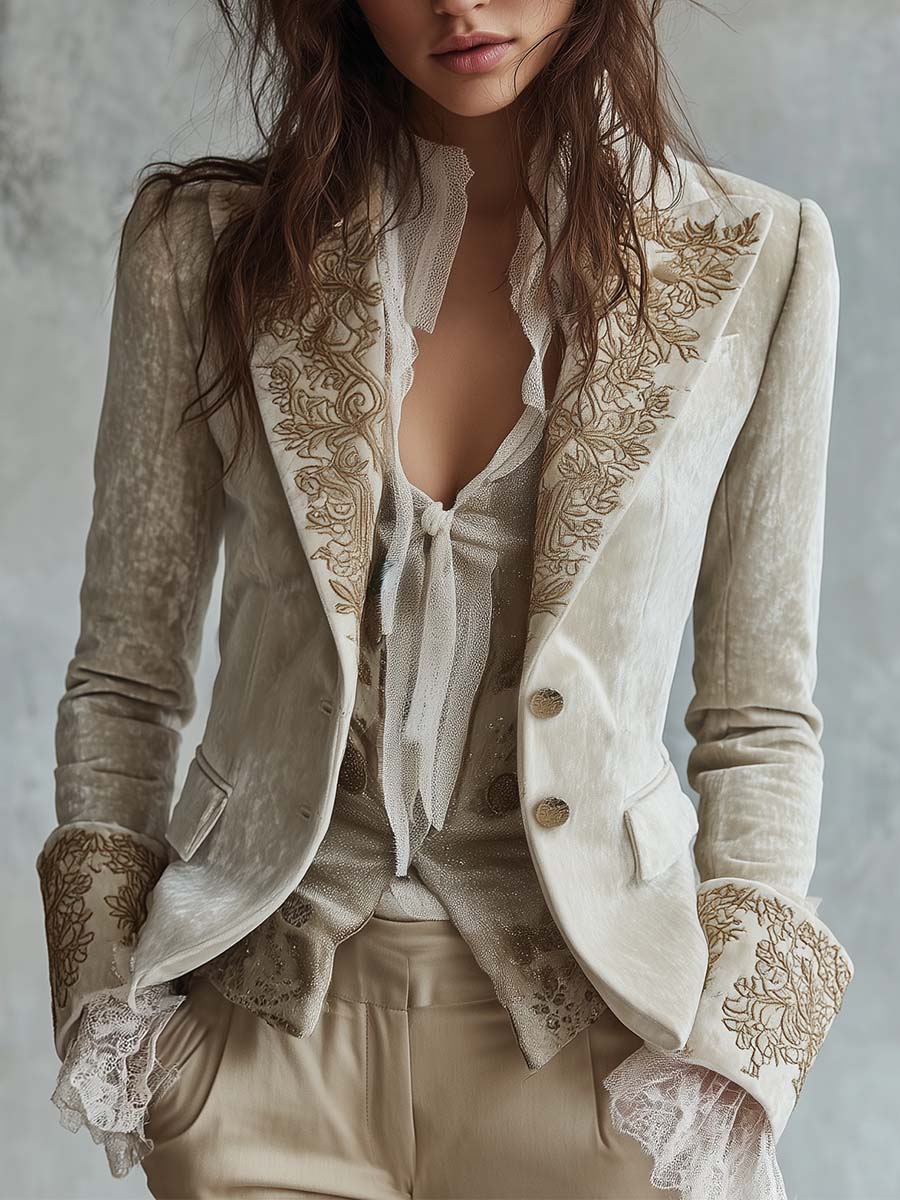 Genevieve | Blazer ricamato avorio da donna - vista 1