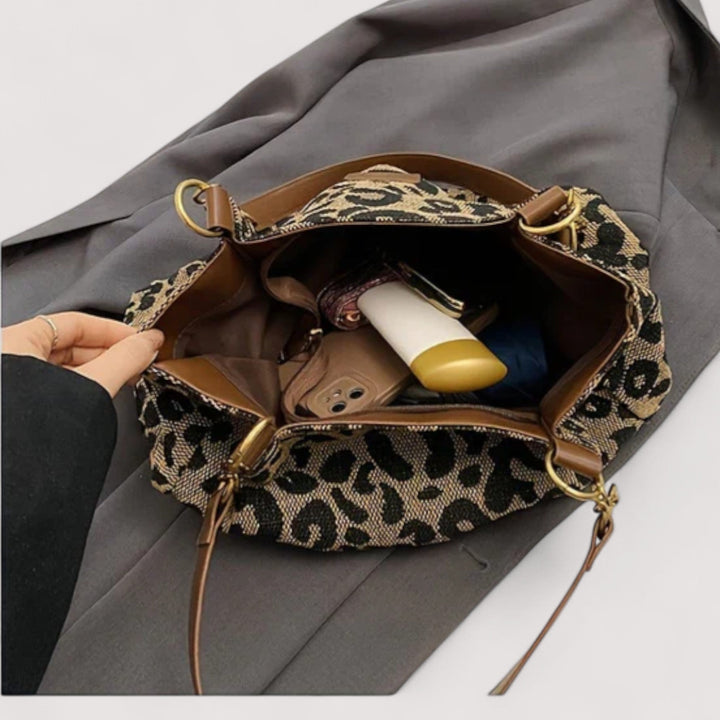 Lévrier – Borsa da Shopping in Canvas Leopardato