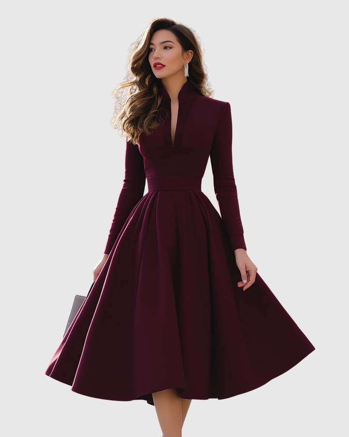 Abito midi Avelina con scollo a V - Maria Milano