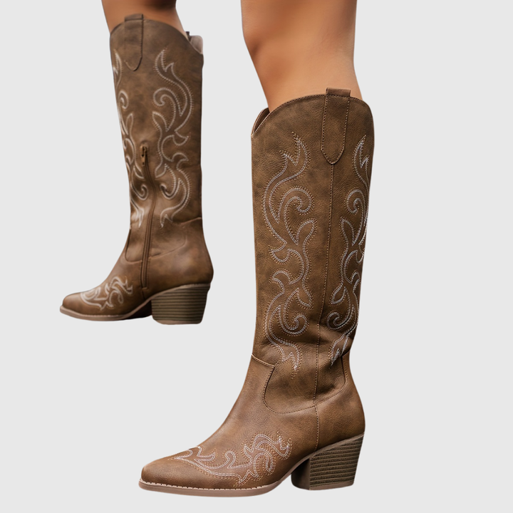 Hester - stivali cowboy da donna con ricami e zip - Maria Milano