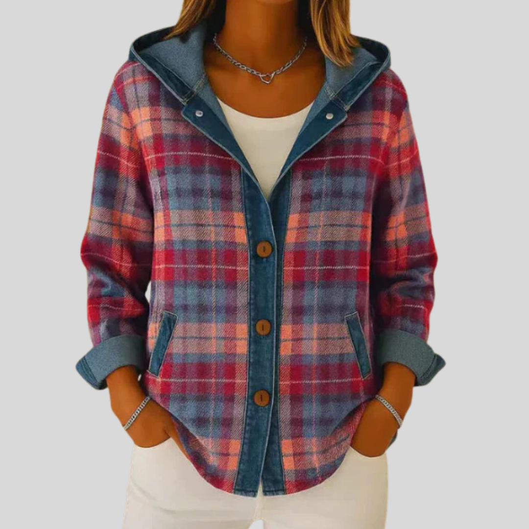 Roberta | Giacca-Camicia a Quadri con Cappuccio