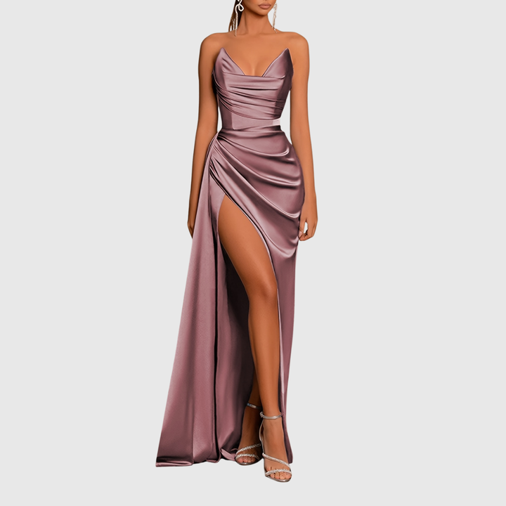 Evadne | Abito Maxi in Raso Fiorentino