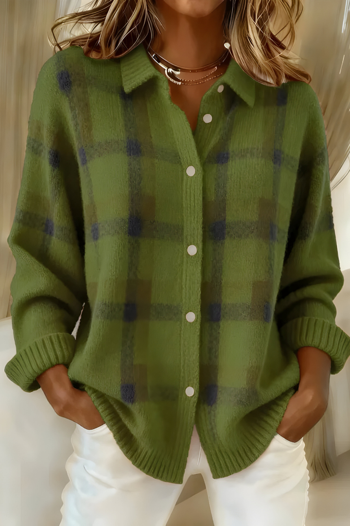Cardigan donna a quadri con bottoni Corinne - vista 7