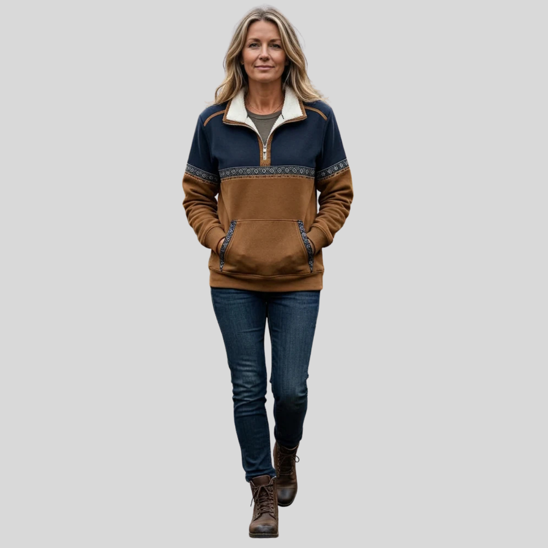 Beatrice | Felpa con Collo Sherpa e Mezza Zip