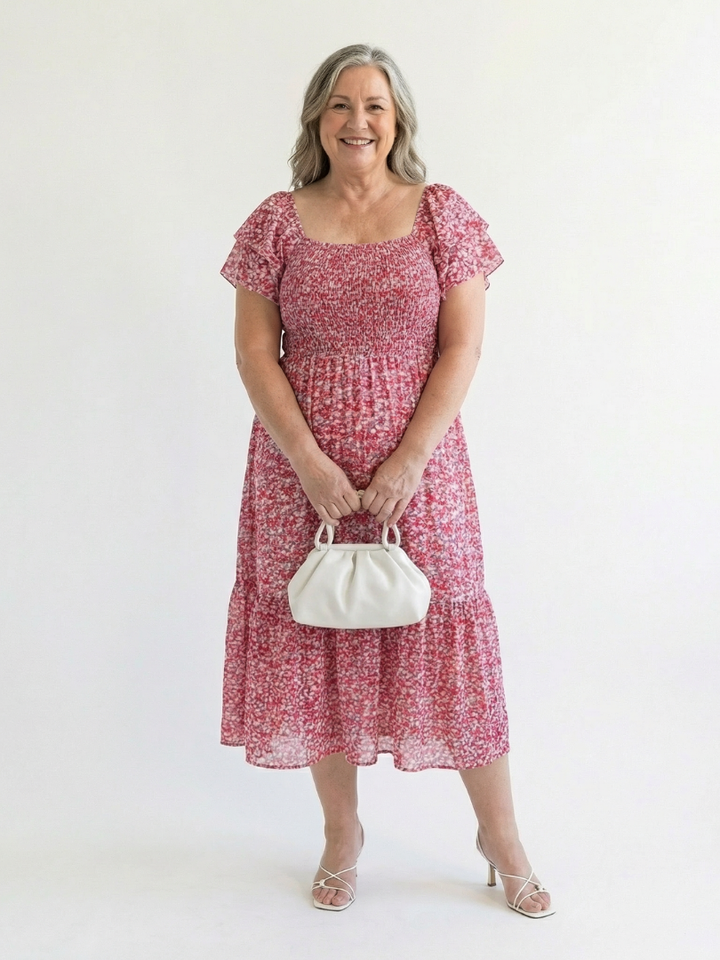 Odette | Abito Midi Floreale con Spalle Scoperte