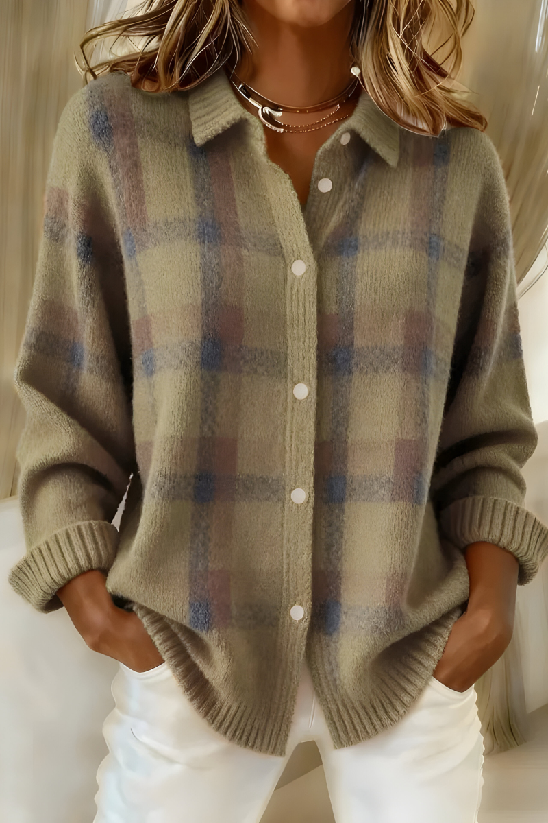Cardigan donna a quadri con bottoni Corinne - vista 5