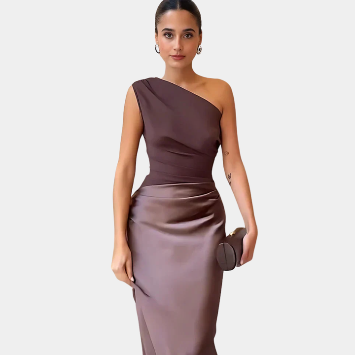 ALEIDA | ABITO MAXI IN RASO MONOSPALLA