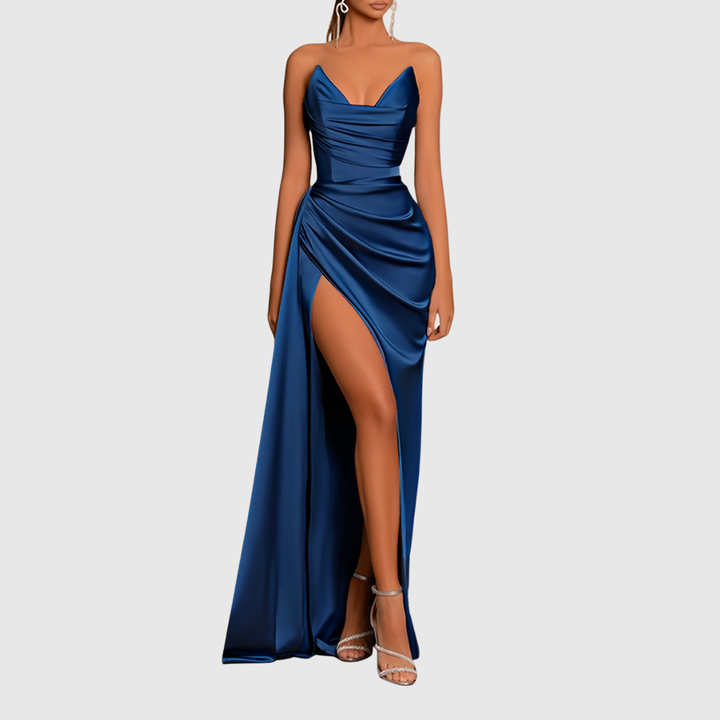 Evadne | Abito Maxi in Raso Fiorentino