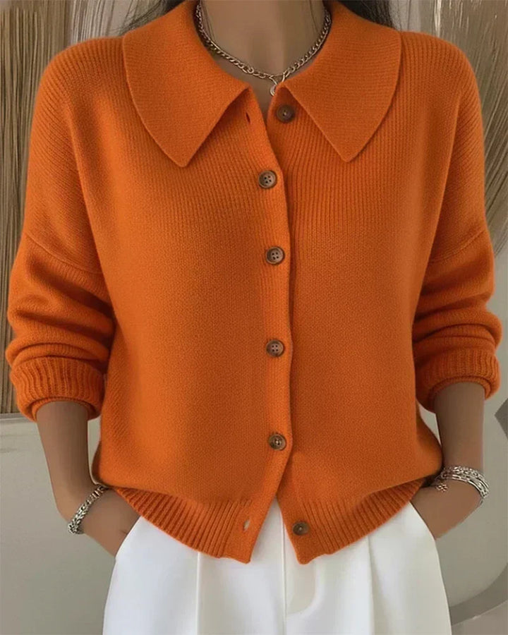 Velia | Cardigan Morbido con Collo a Camicia