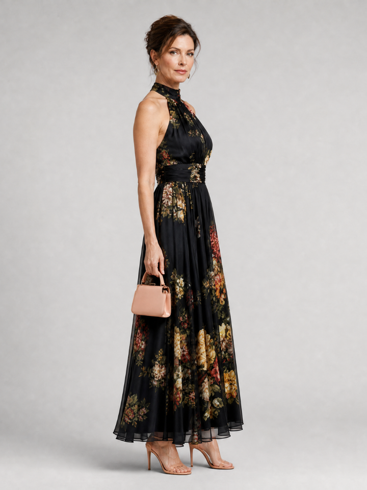 Sienne | Abito Midi Floreale con Scollo all’Americana