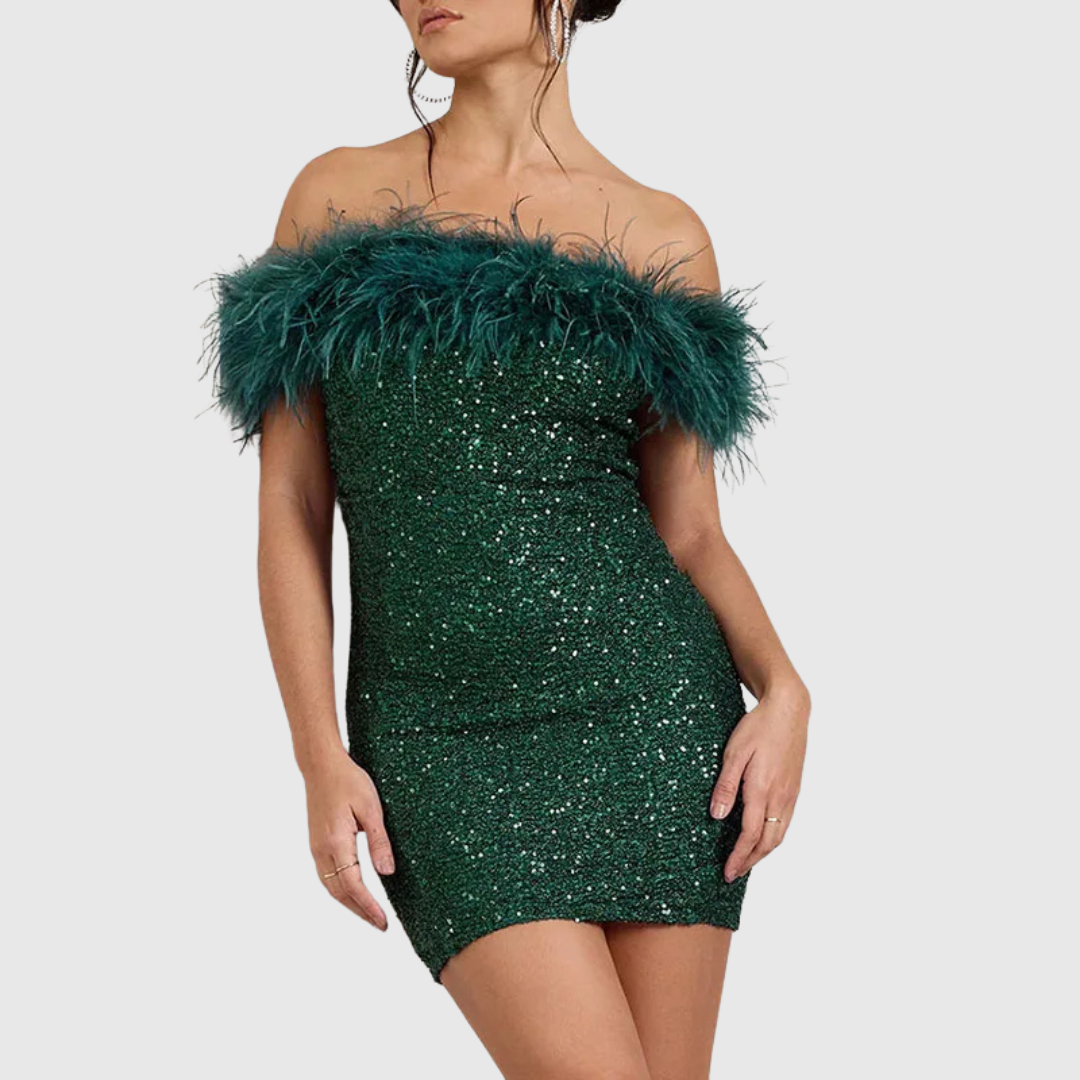 Adriana | Abito Elegante Glitter con Spalle Scoperte