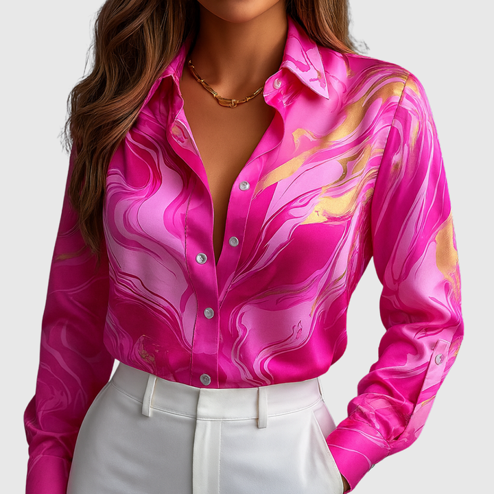 CORINNA | CAMICIA SATINATA CON STAMPA FLUIDA