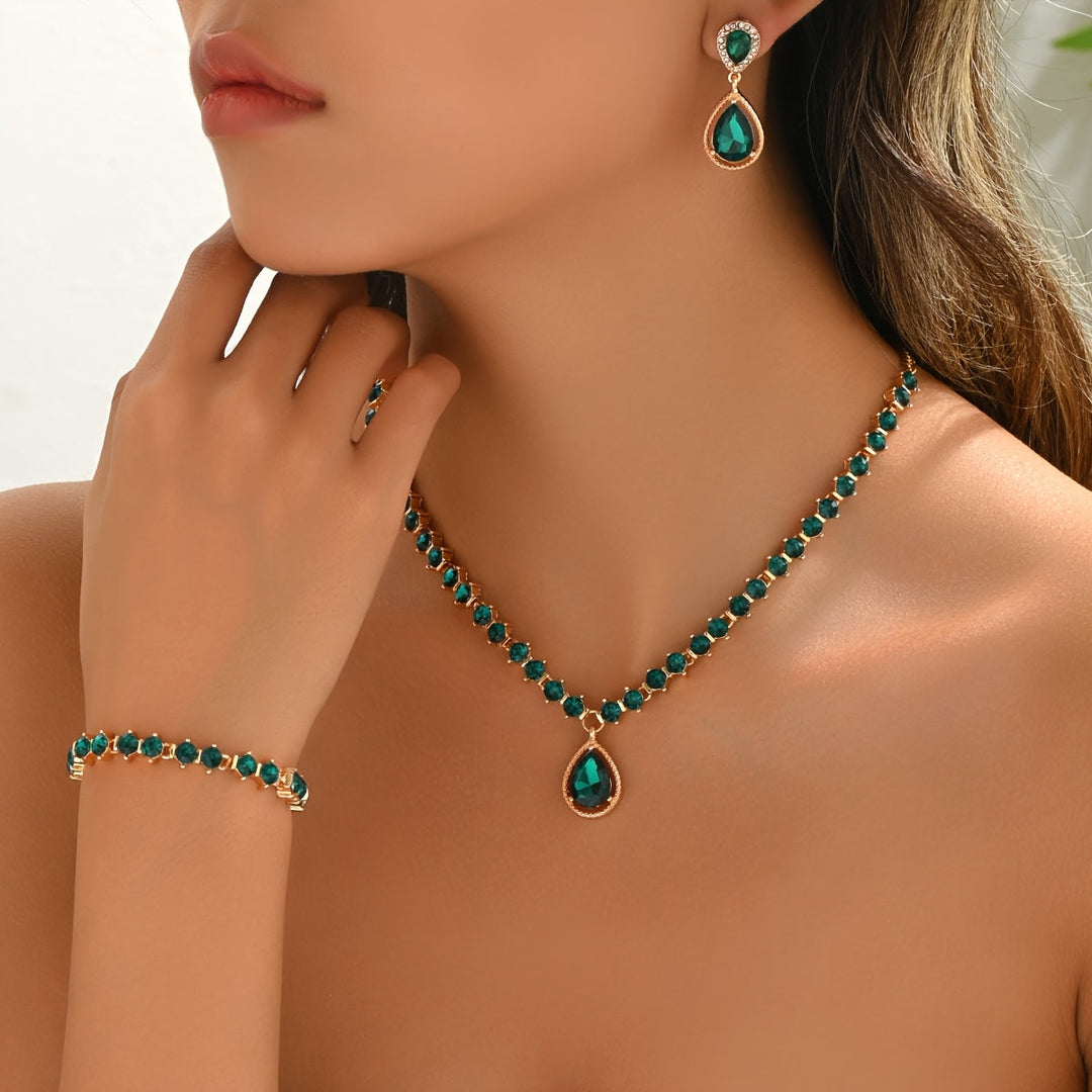 Set di gioielli geometrico con cristalli