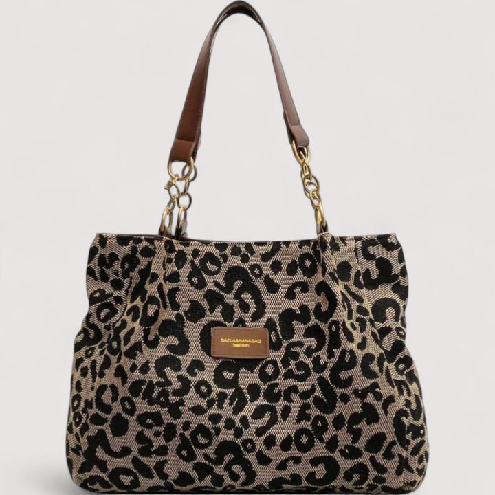 Lévrier – Borsa da Shopping in Canvas Leopardato