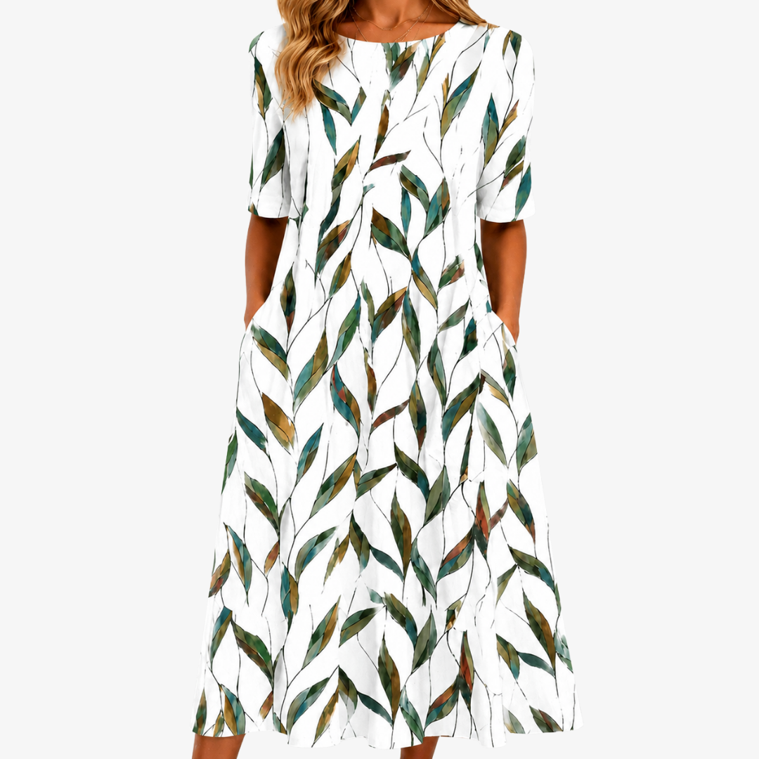 Abito Midi Botanico con Tasche