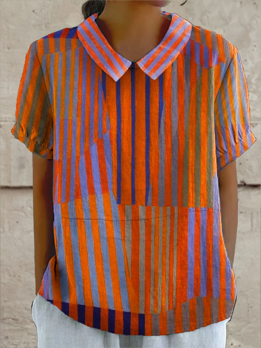 Nina - camicia da donna a righe geometriche multicolore