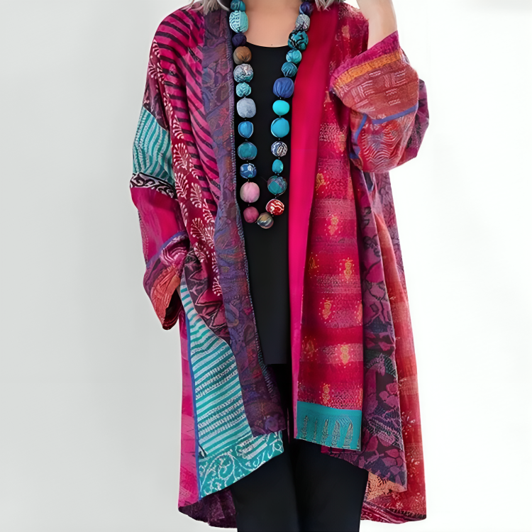 DAHLIENNE | CARDIGAN IN MAGLIA ELEGANTE CON TAGLIO A STRATI